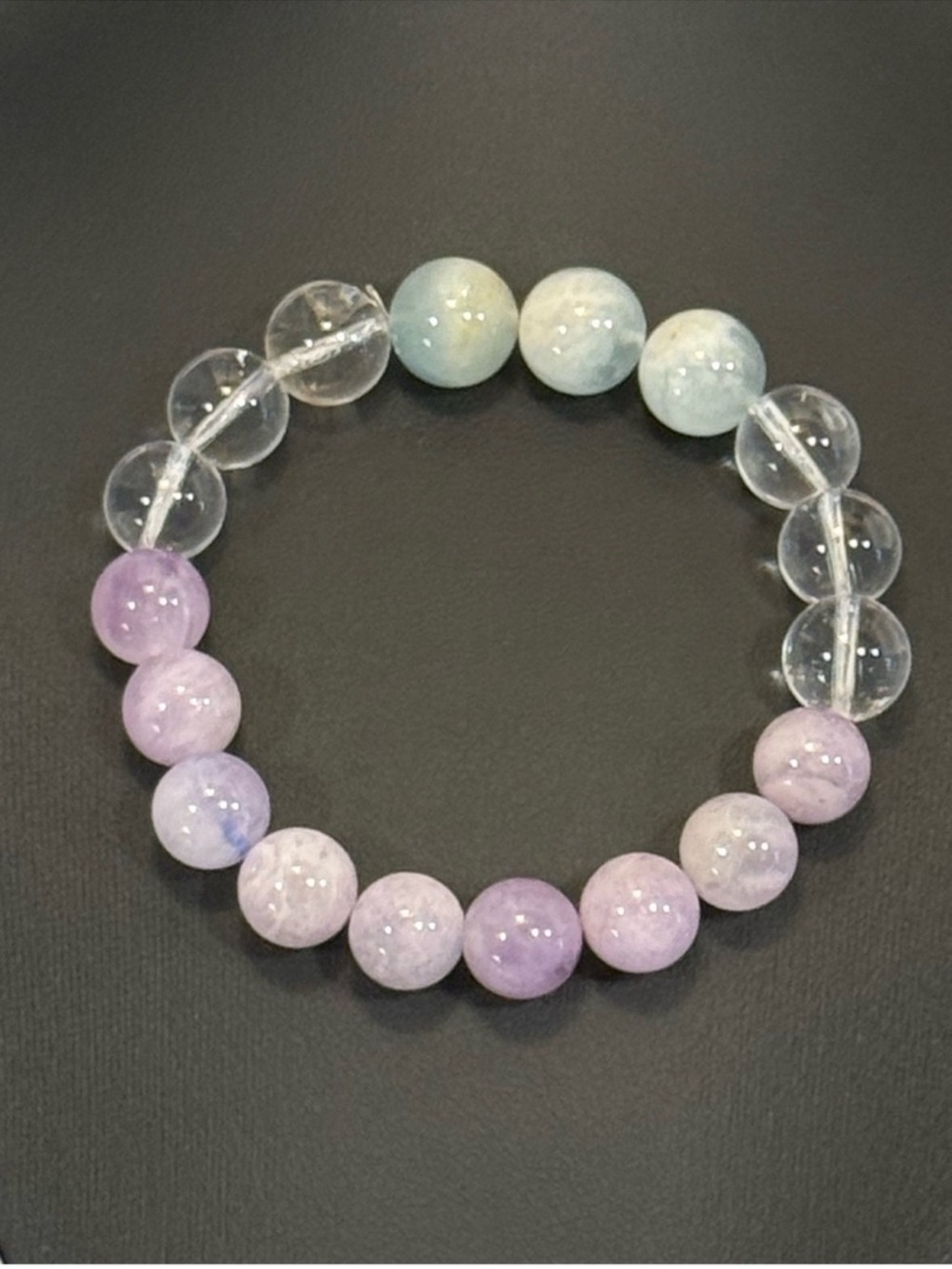 Amethyst and Clear Quartz Crystal Beaded Bracelet